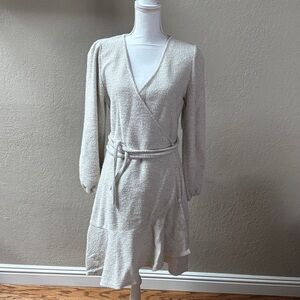 Anthropologie Cream Wrap Dress